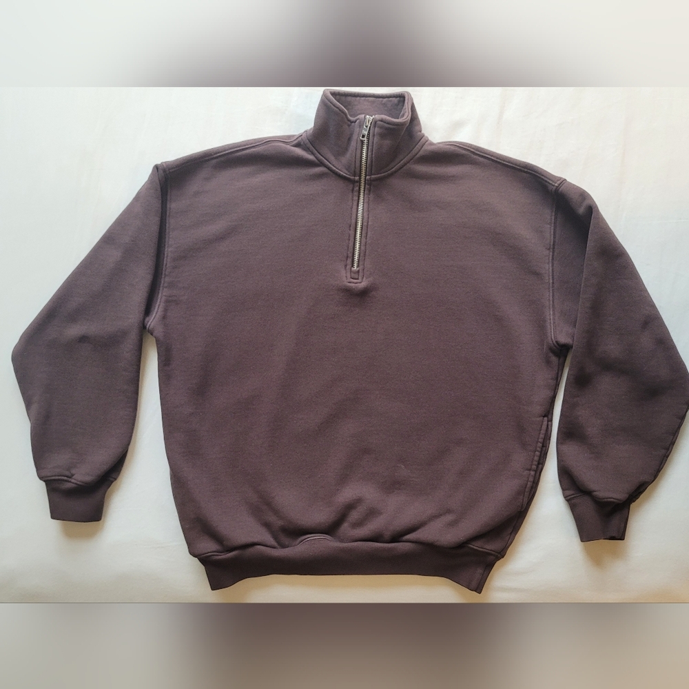 ARITZIA TNA Women's Chocolate 1/2-Zip Sweater. Size: 1